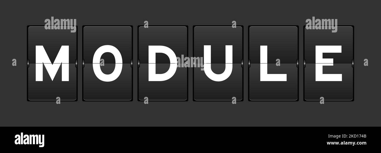 Black color analog flip board with word module on gray background Stock ...