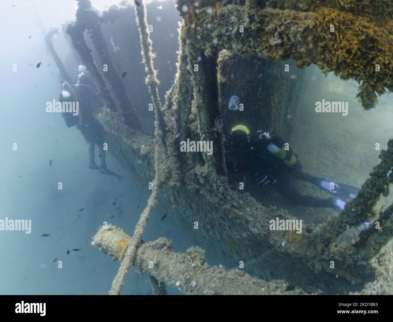 Shipwreck scuba diving in Greece around the Kali Tychi (former Vincenzo