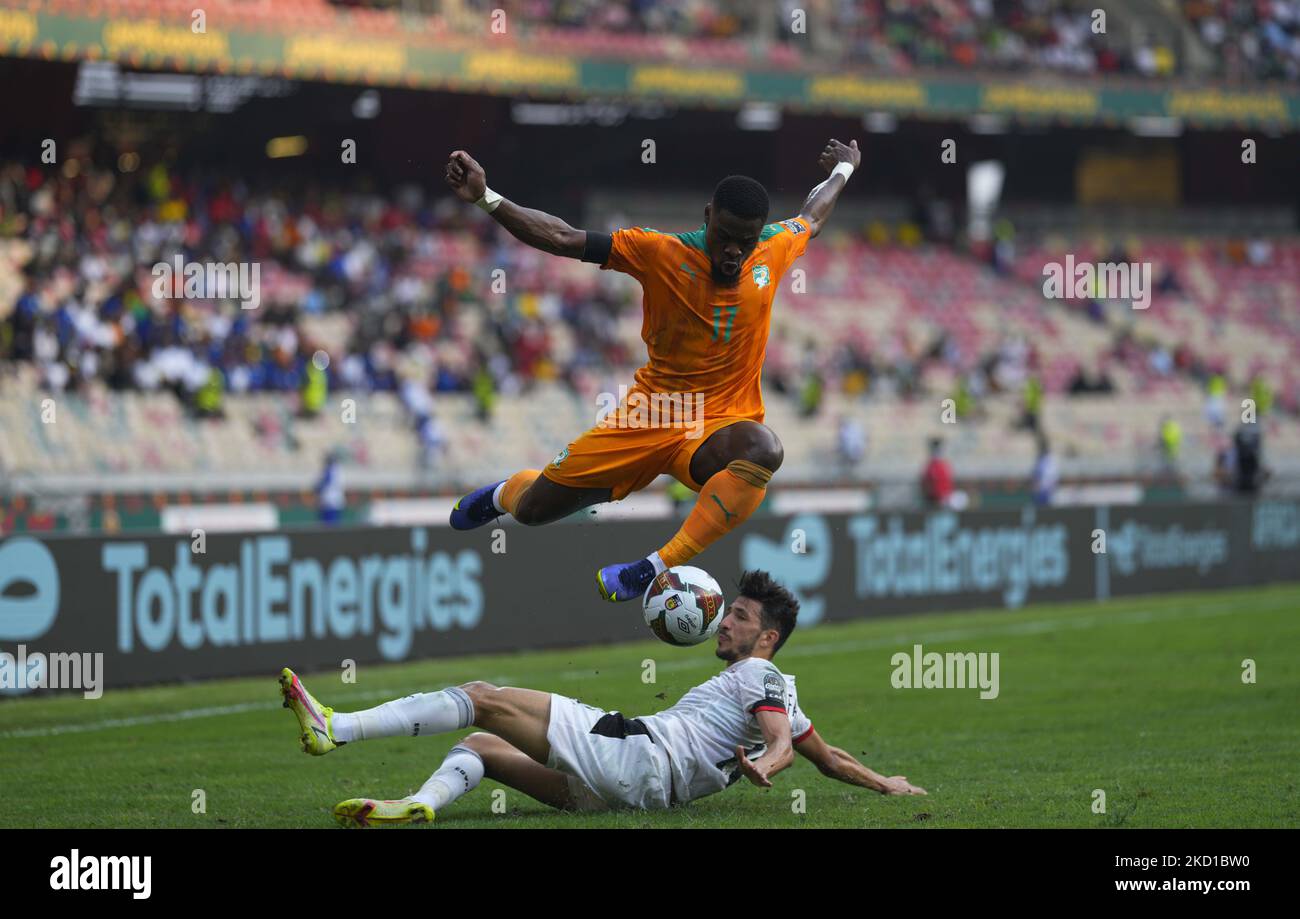 Serge Aurier of Ivory Coast during Egypt versus Ivory Coast, African Cup of Nations, at Ahmadou Ahidjo Stadium on January 26, 2022. (Photo by Ulrik Pedersen/NurPhoto) Stock Photo