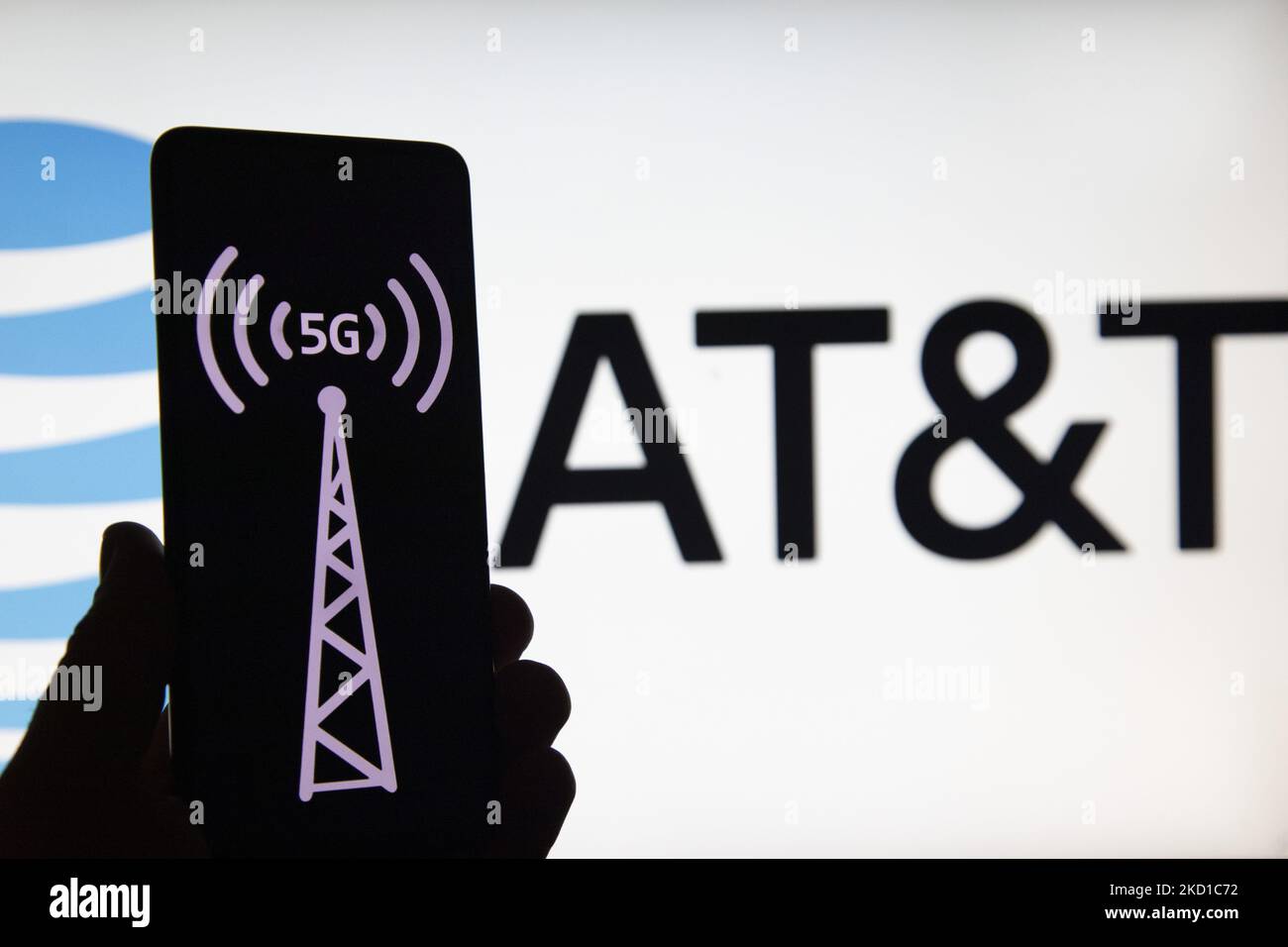 Photo illustration of 5G signal symbol displayed on a mobile phone ...