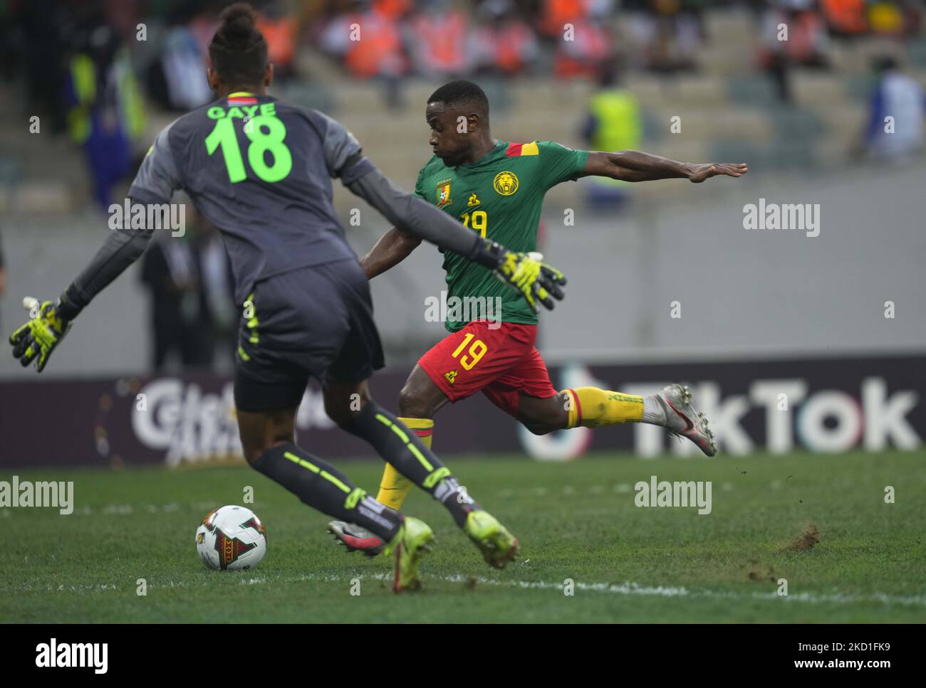 Collins Fai of Cameroon during Cameroon versus The Gambia, African Cup of Nations, at Japoma Stadium on January 29, 2022. (Photo by Ulrik Pedersen/NurPhoto) Stock Photo