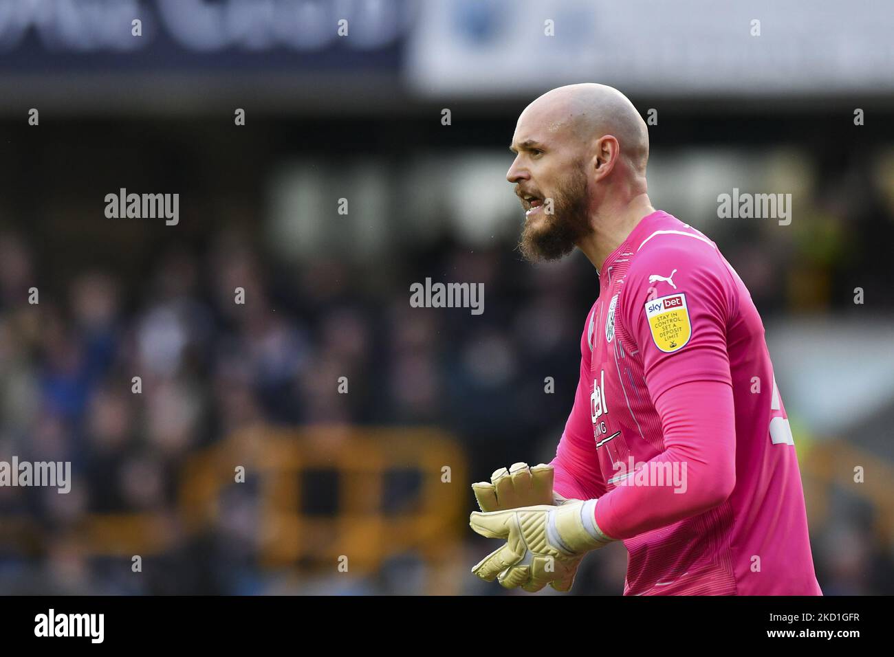 David Button of West Bromwich shouts instructions to his teammates during the Sky Bet Championship match between Millwall and West Bromwich Albion at The Den, London on Saturday 29th January 2022. (Photo by Ivan Yordanov/MI News/NurPhoto) Stock Photo
