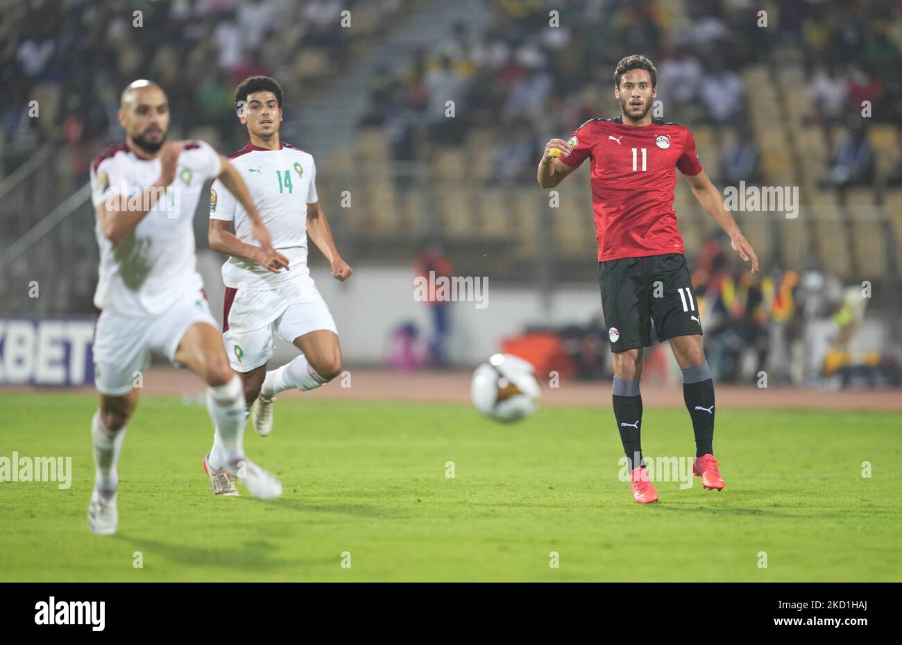 Ramadan Sobhi of Egypt during Morocco against Egypt, African Cup of Nations, at Ahmadou Ahidjo Stadium on January 30, 2022. (Photo by Ulrik Pedersen/NurPhoto) Stock Photo