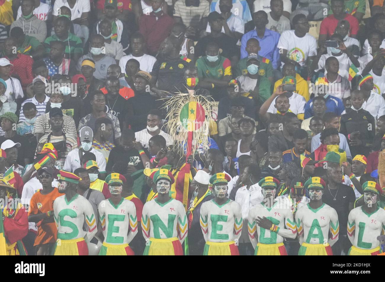 Fans during Senegal versus Equatorial Guinea, African Cup of Nations, at Ahmadou Ahidjo Stadium on January 30, 2022. (Photo by Ulrik Pedersen/NurPhoto) Stock Photo