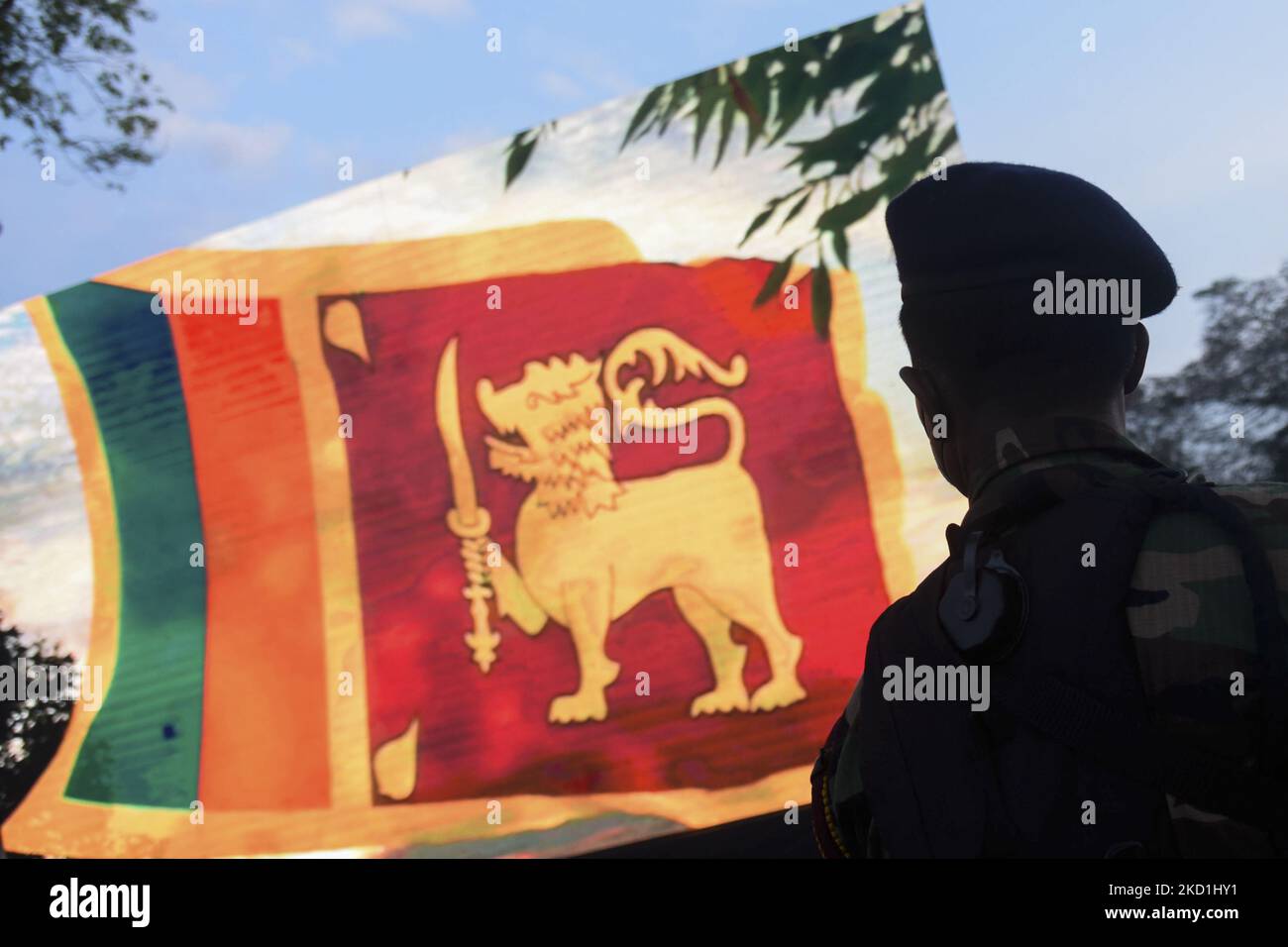 The Sri Lankan flag has seen in the LCD panel near Colombo during the