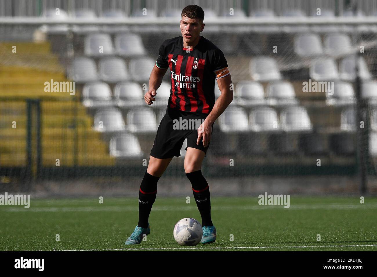 Vercelli, Italy. 30 October 2022. Andrei Coubis of AC Milan U19 in action during the Primavera 1 football match between Torino FC U19 and AC Milan U19. Credit: Nicolò Campo/Alamy Live News Stock Photo