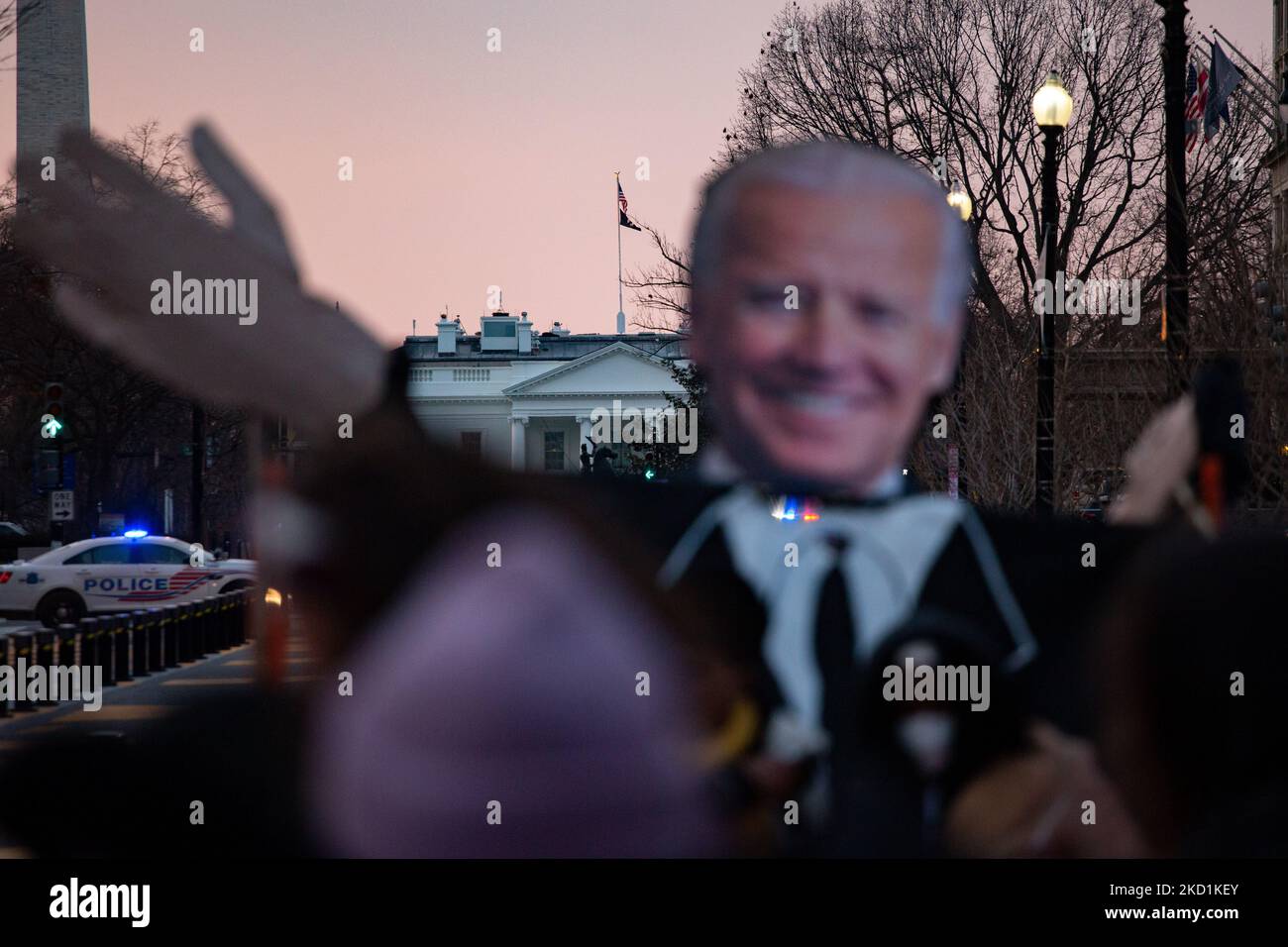 An effigy of President Biden is seen at a rally near the White House on