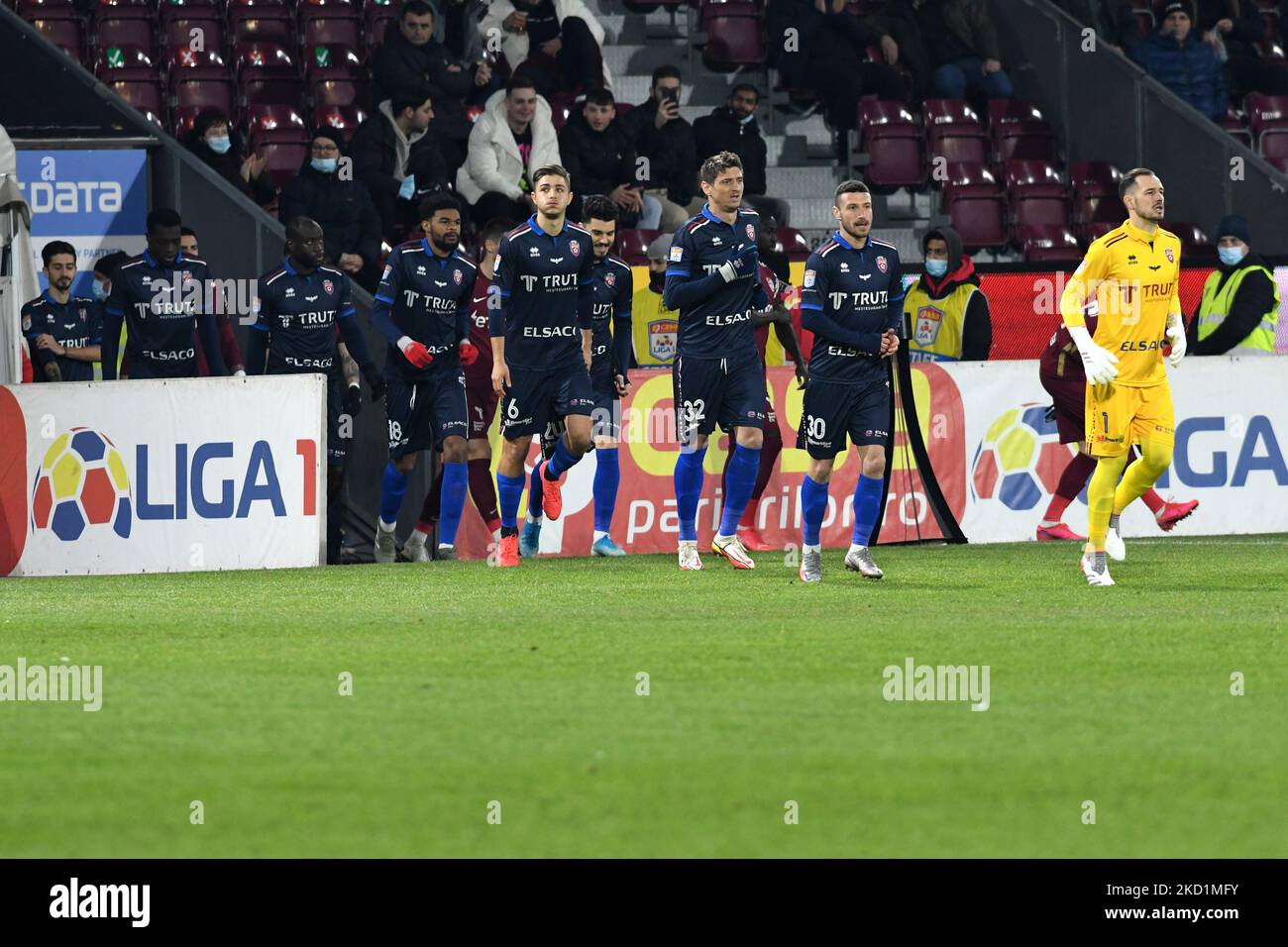 Players of CFR Cluj, at the beginning of the game against FC Botosani,  disputed on Dr Constantin Radulescu Stadium, 31 January 2022, in Cluj-Napoca,  Romania (Photo by Flaviu Buboi/NurPhoto Stock Photo 