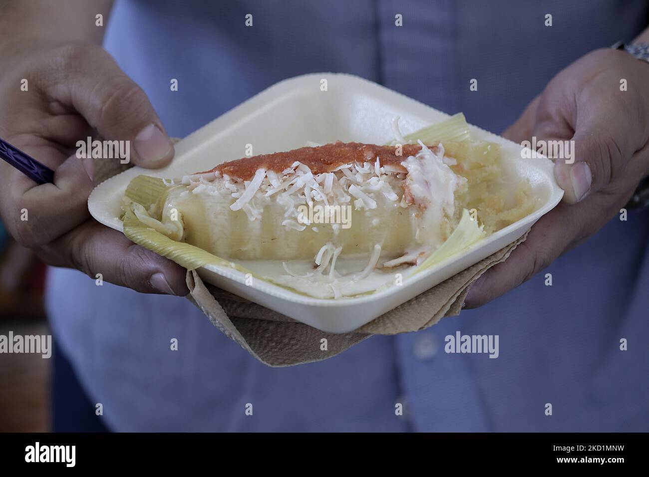Tamales are sold during the Tamale Fair in the Iztapalapa municipality