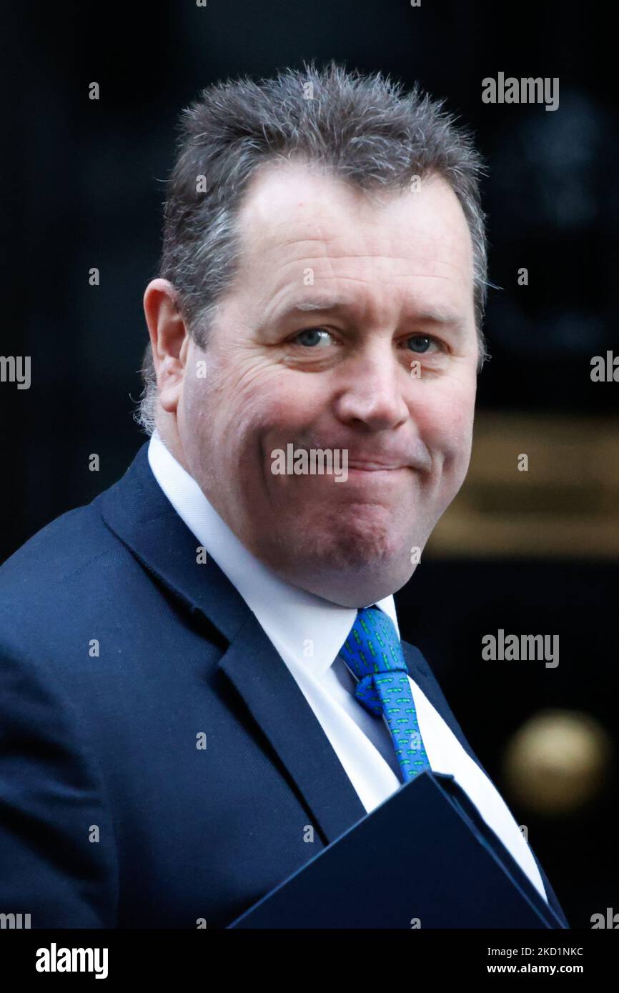 British Parliamentary Secretary to the Treasury (Chief Whip) Mark Spencer, Conservative Party MP for Sherwood, arrives on Downing Street in London, England, on February 2, 2022. (Photo by David Cliff/NurPhoto) Stock Photo