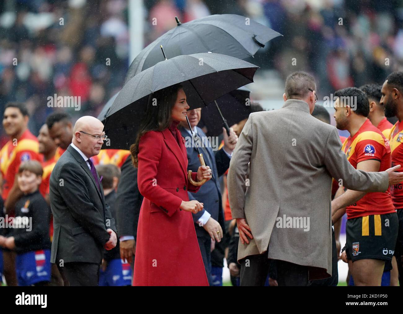 The Princess of Wales greets the England and Papua New Guinea players