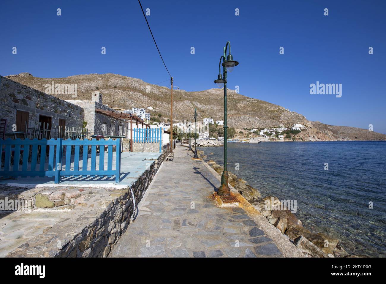Livadia, the port and main village of Tilos island with the 