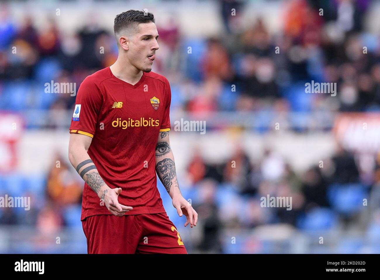 Genoa CFC v AS Roma - Serie A Radu Dragusin of Genoa CFC gestures during  the Serie
