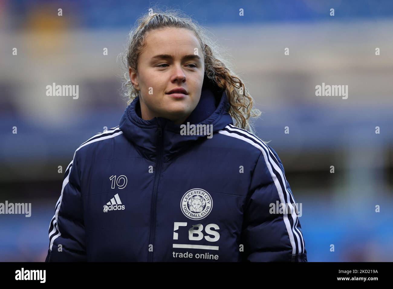 . Charlie Devlin of Leicester City during the Barclays FA Women's Super League match between Birmingham City and Leicester City at St Andrews Trillion Trophy Stadium, Birmingham on Sunday 6th February 2022. (Photo by James Holyoak/MI News/NurPhoto) Stock Photo