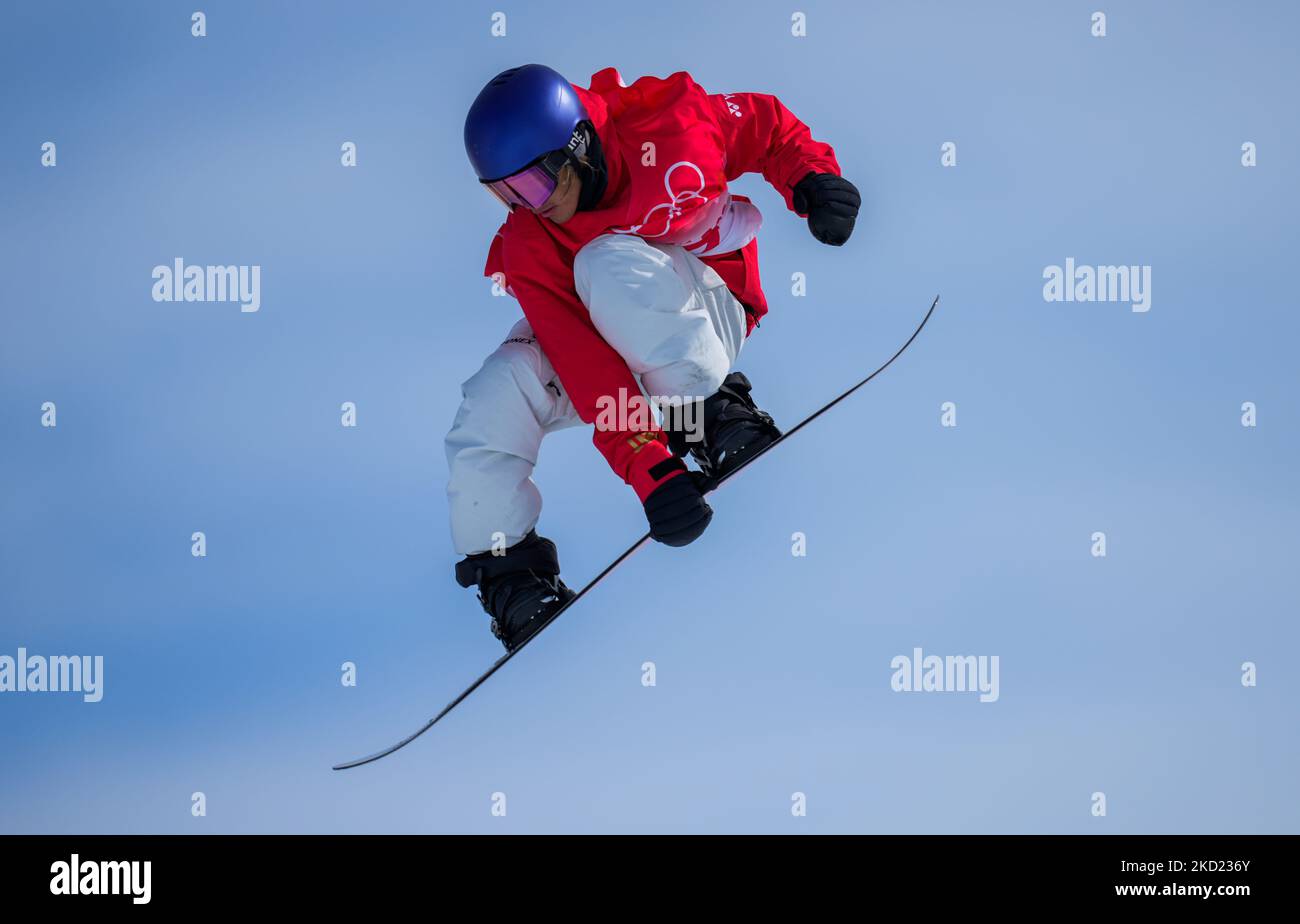 Takeru Otsuka from Japan during snowboarding slope at the Beijing 2022 Winter Olympic Games at Zhangjiakou Genting Snow Park on February 7, 2022 in Zhangjiakou, China. (Photo by Ulrik Pedersen/NurPhoto) Stock Photo