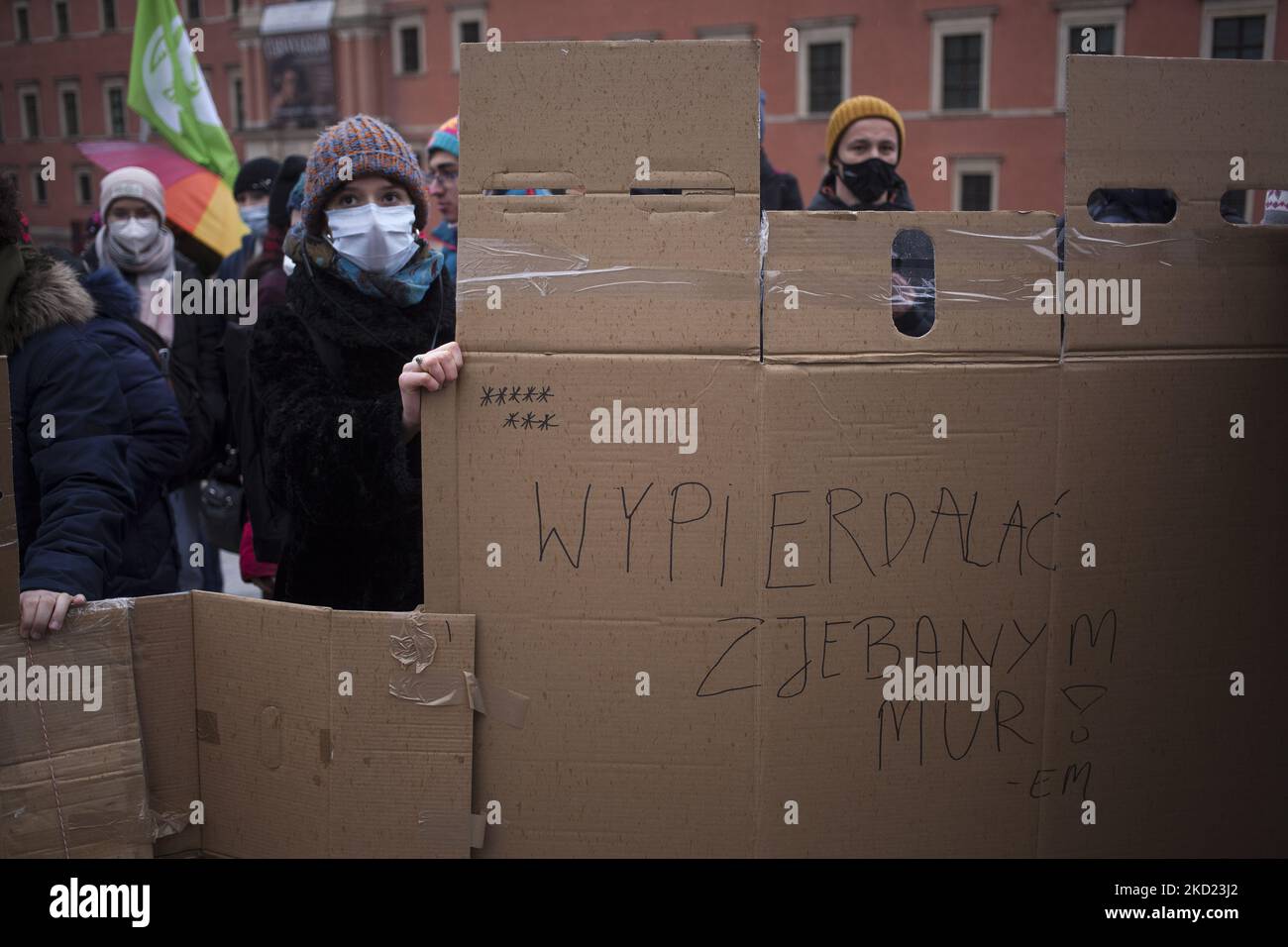 Protest of eco-activists against the construction of a fence in the Bialowieza National Park in Warsaw on February 6, 2022 (Photo by Maciej Luczniewski/NurPhoto) Stock Photo