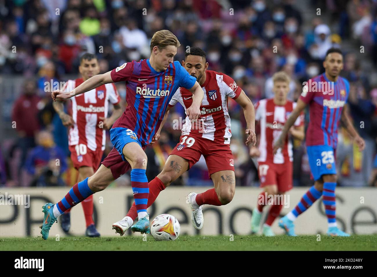 Frenkie de Jong of Barcelona in action during the LaLiga Santander match between FC Barcelona and Club Atletico de Madrid at Camp Nou on February 6, 2022 in Barcelona, Spain. (Photo by Jose Breton/Pics Action/NurPhoto) Stock Photo