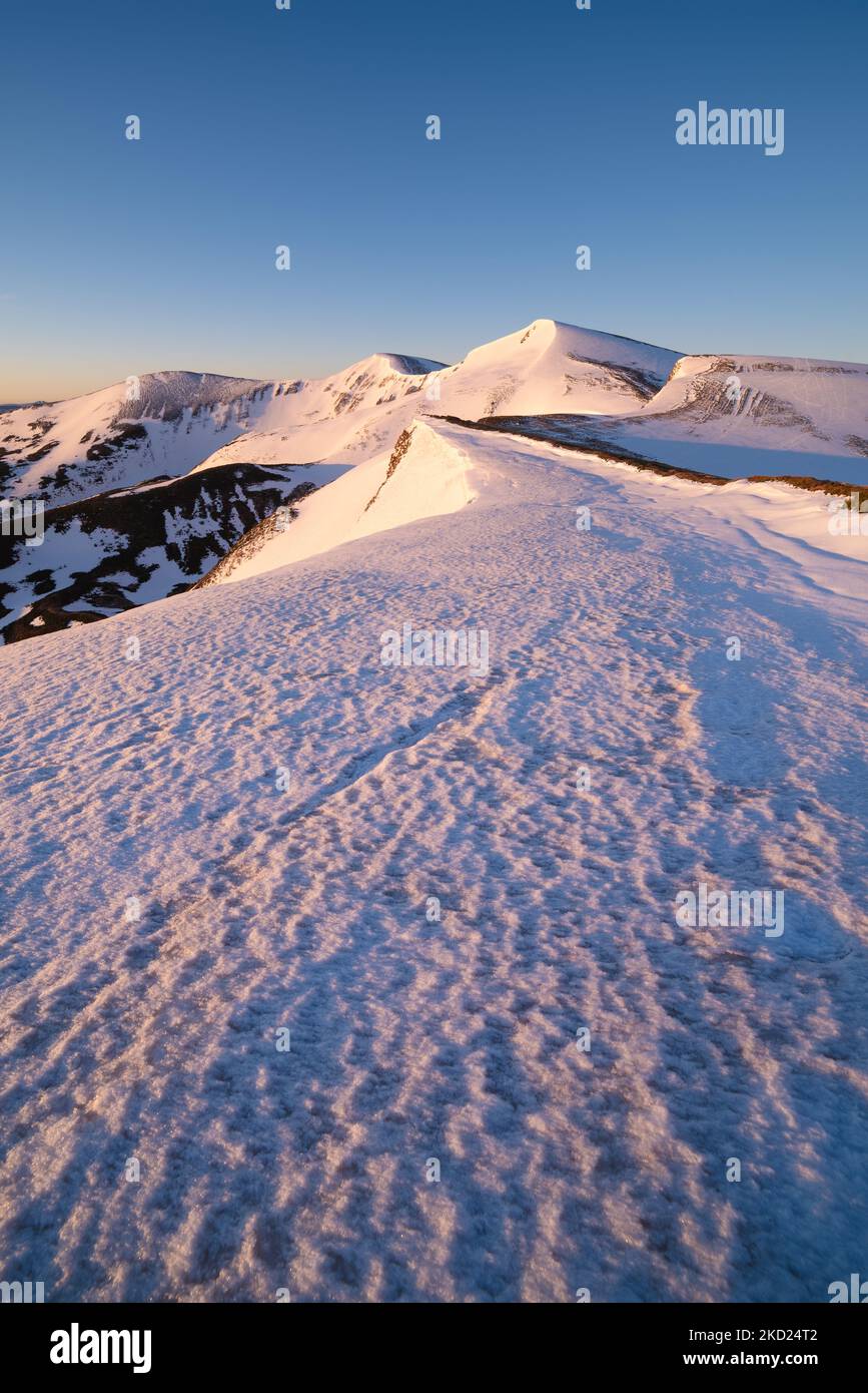 Freezing weather in the mountains in winter Stock Photo