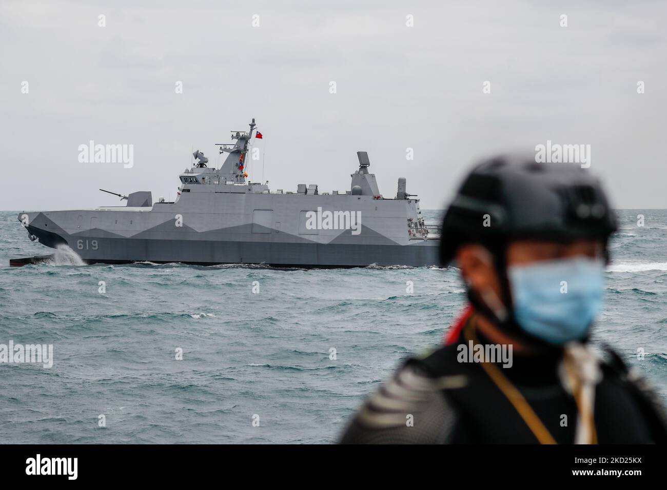 Taiwanese naval officers on a military vessel during a Readiness