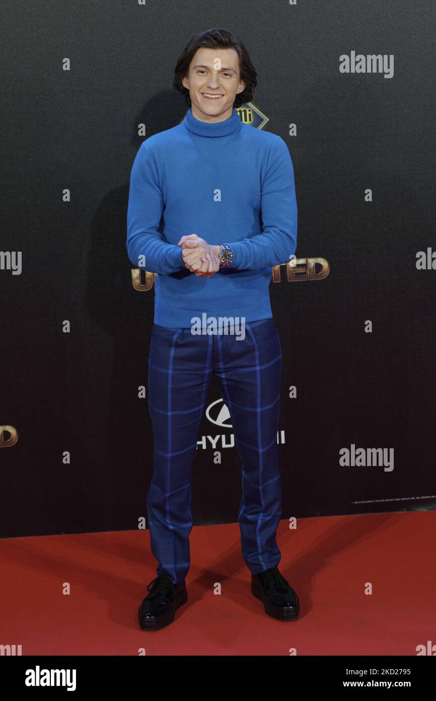 Tom Holland attends the 'Uncharted' Premiere at 'El Hormiguero' Tv Set ...