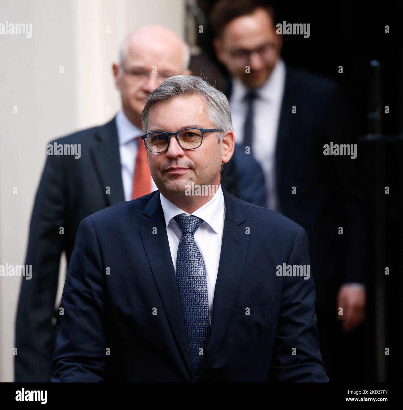 Austrian Minister of Finance Magnus Brunner leaves a meeting at 11 Downing Street in London, England, on February 9, 2022. (Photo by David Cliff/NurPhoto) Stock Photo
