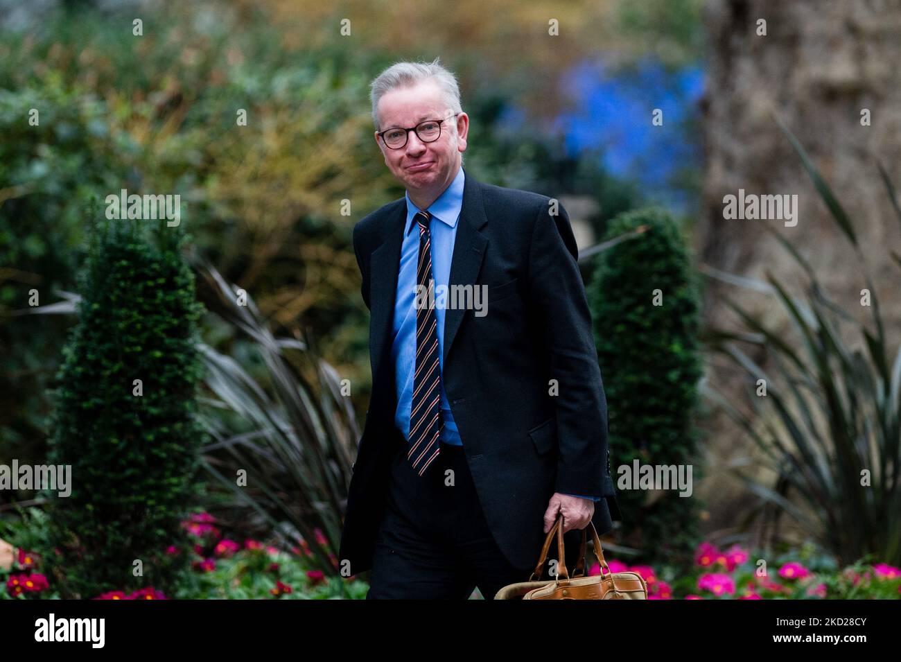 British Secretary of State for Levelling Up, Housing and Communities Michael Gove walks outside Downing Street in London, Britain, 9 February 2022. (Photo by Maciek Musialek/NurPhoto) Stock Photo