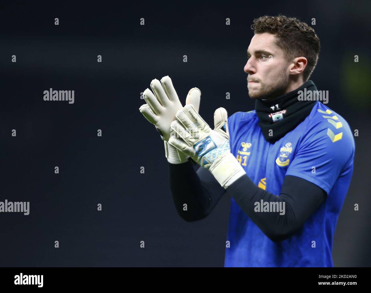 London, England - FEBRUARY 09:Southampton's Harry Lewis during the pre-match warm-up during Premier League between Tottenham Hotspur and Southampton at Tottenham Hotspur stadium , London, England on 09th February 2022 (Photo by Action Foto Sport/NurPhoto) Stock Photo