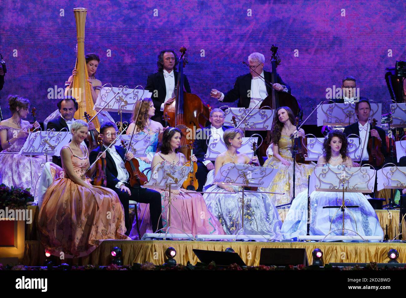 Dutch violinist Andre Rieu performs on stage at Wizink Center on February 10, 2022 in Madrid, Spain. (Photo by Oscar Gonzalez/NurPhoto) Stock Photo