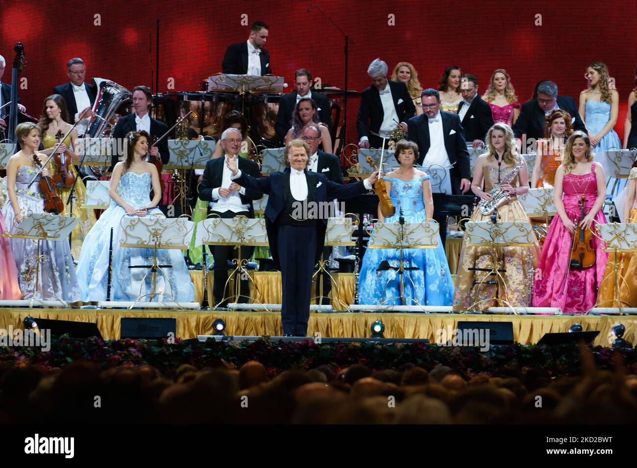 Dutch violinist Andre Rieu performs on stage at Wizink Center on February 10, 2022 in Madrid, Spain. (Photo by Oscar Gonzalez/NurPhoto) Stock Photo