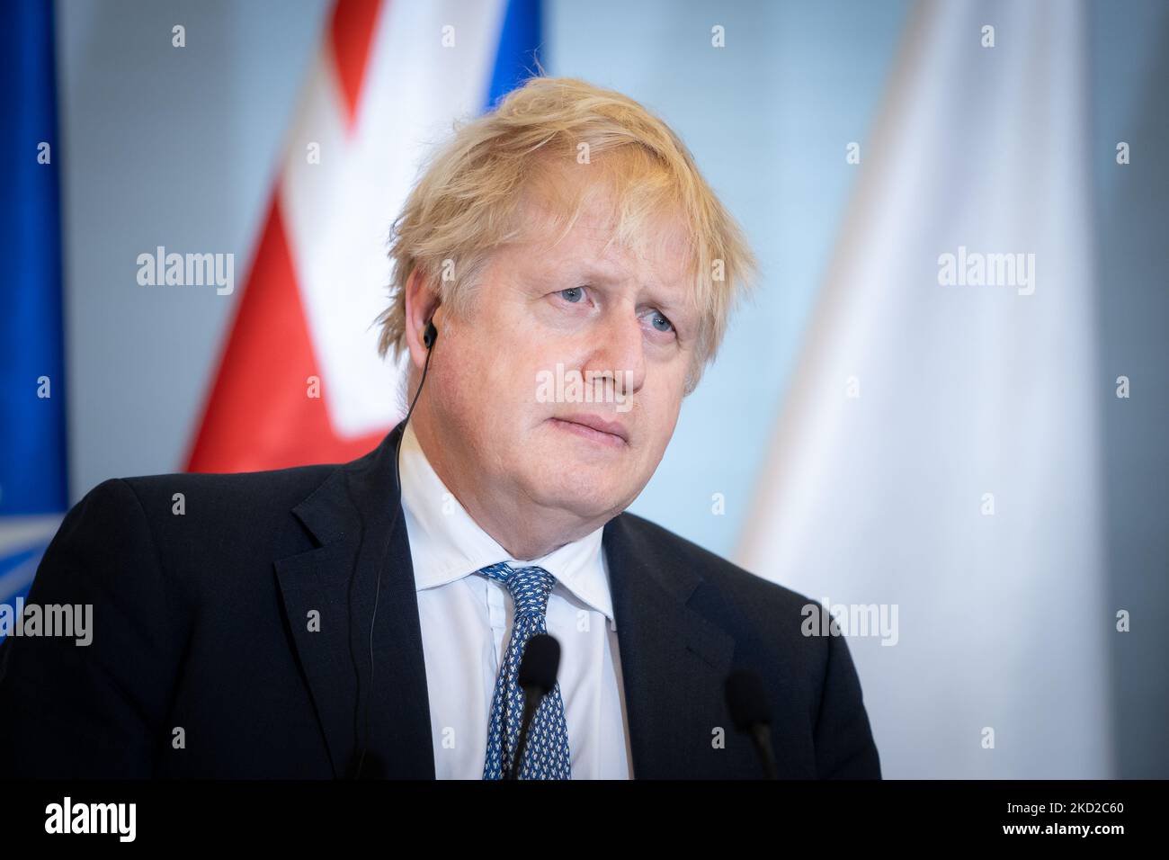 British Prime Minister Boris Johnson during a press conference, after