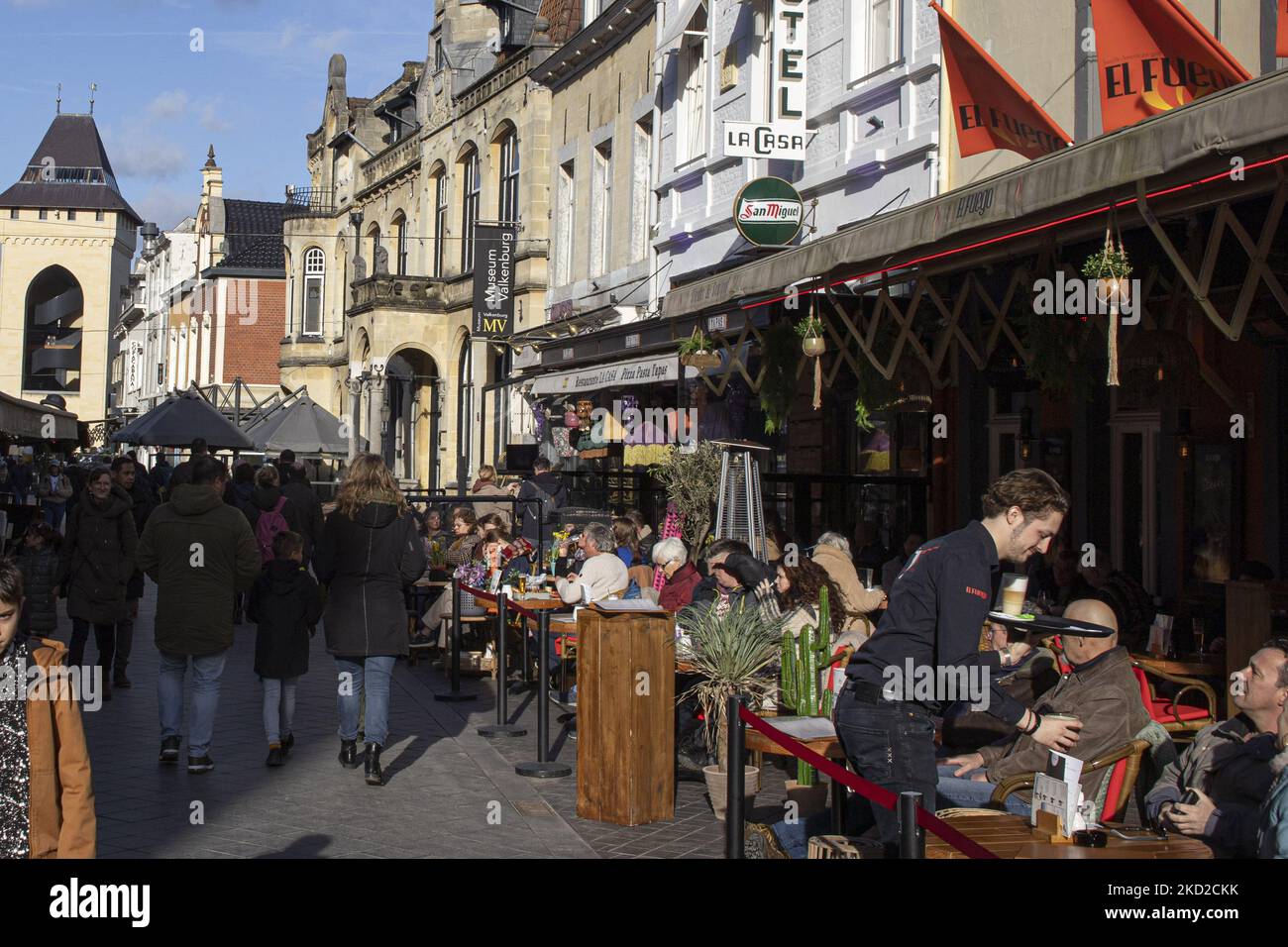 Daily life in Valkenburg aan de Geul or Valkenberg with people enjoying