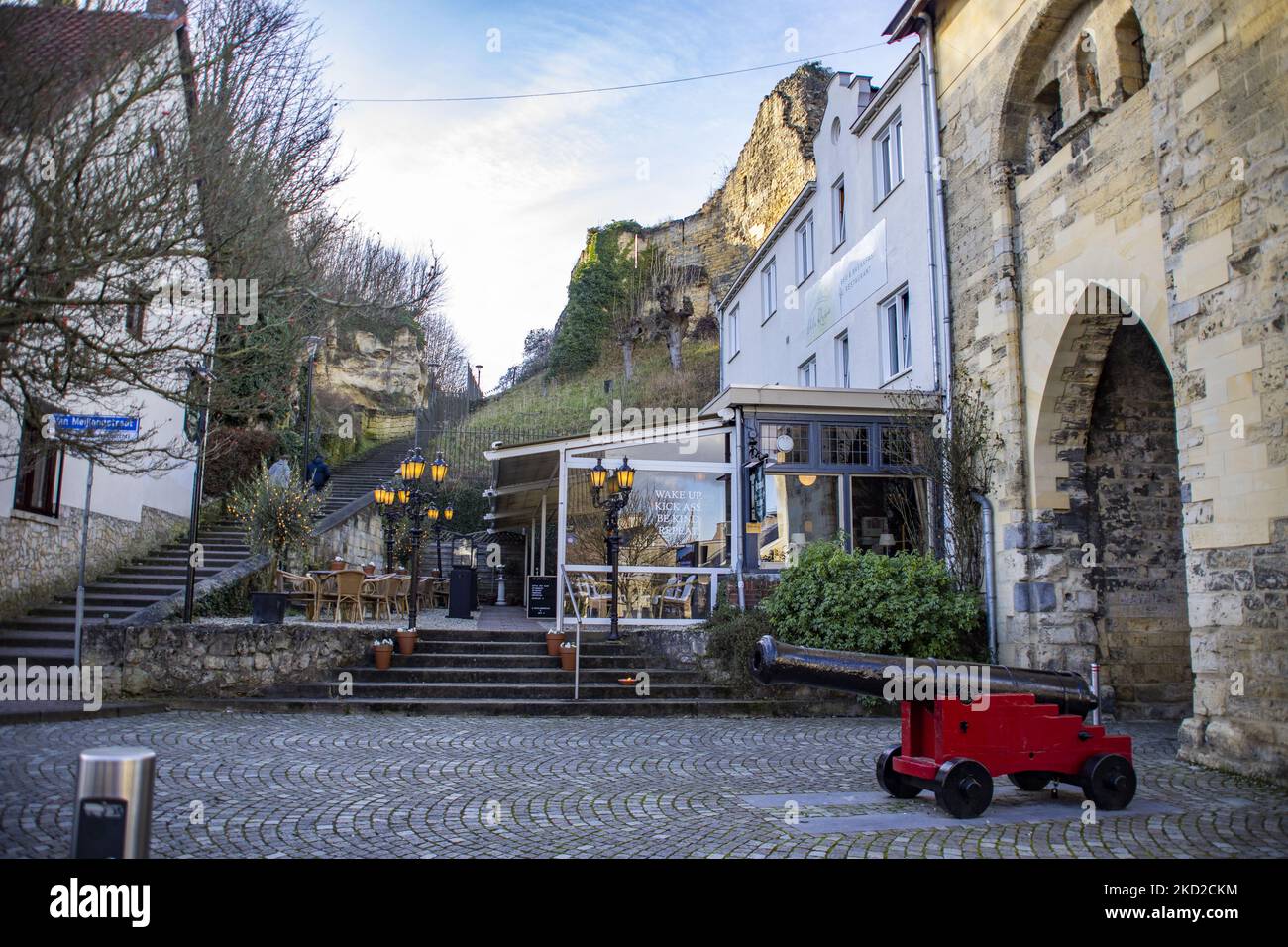 Daily life in Valkenburg aan de Geul or Valkenberg with people enjoying