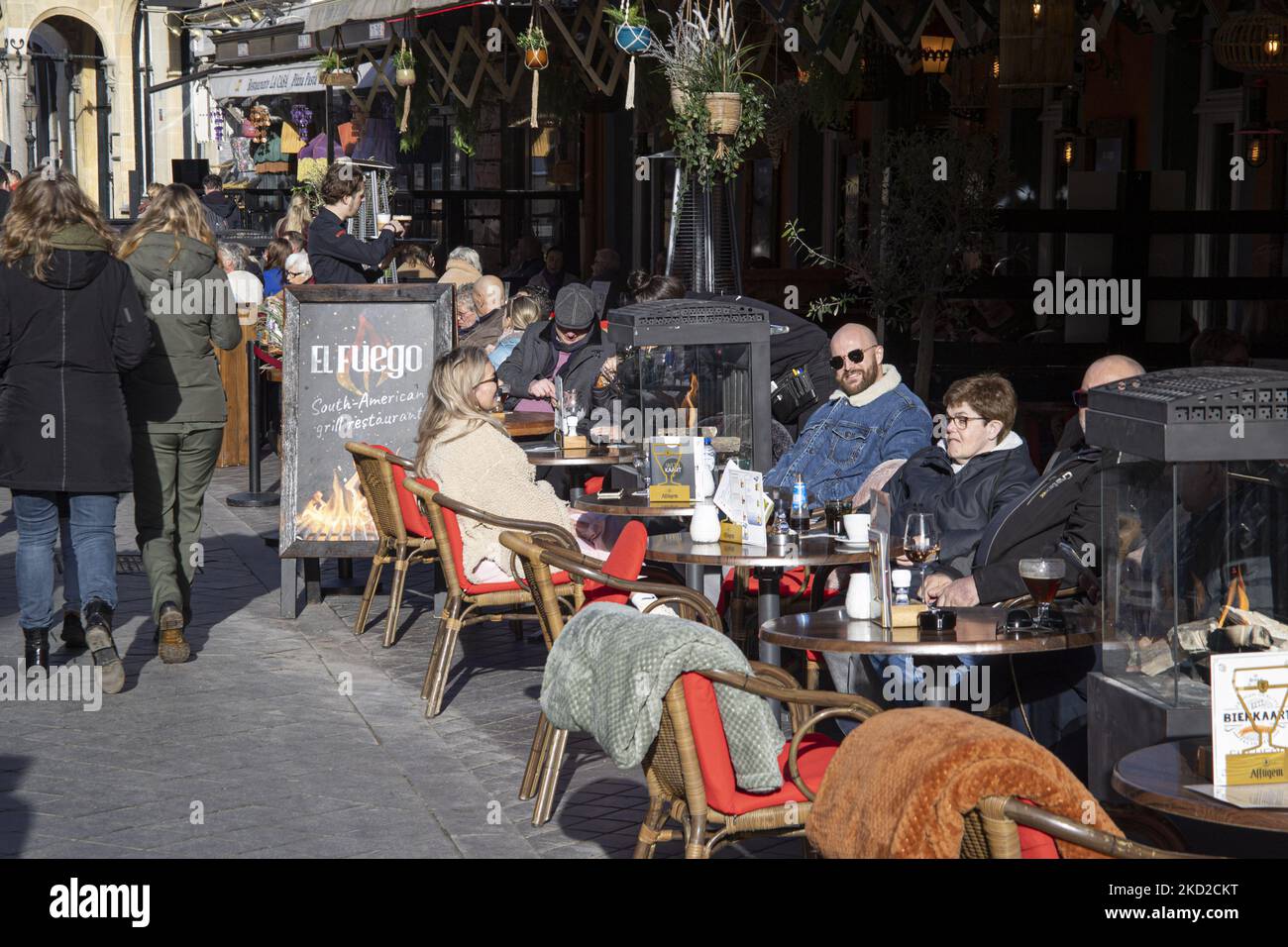 Daily life in Valkenburg aan de Geul or Valkenberg with people enjoying