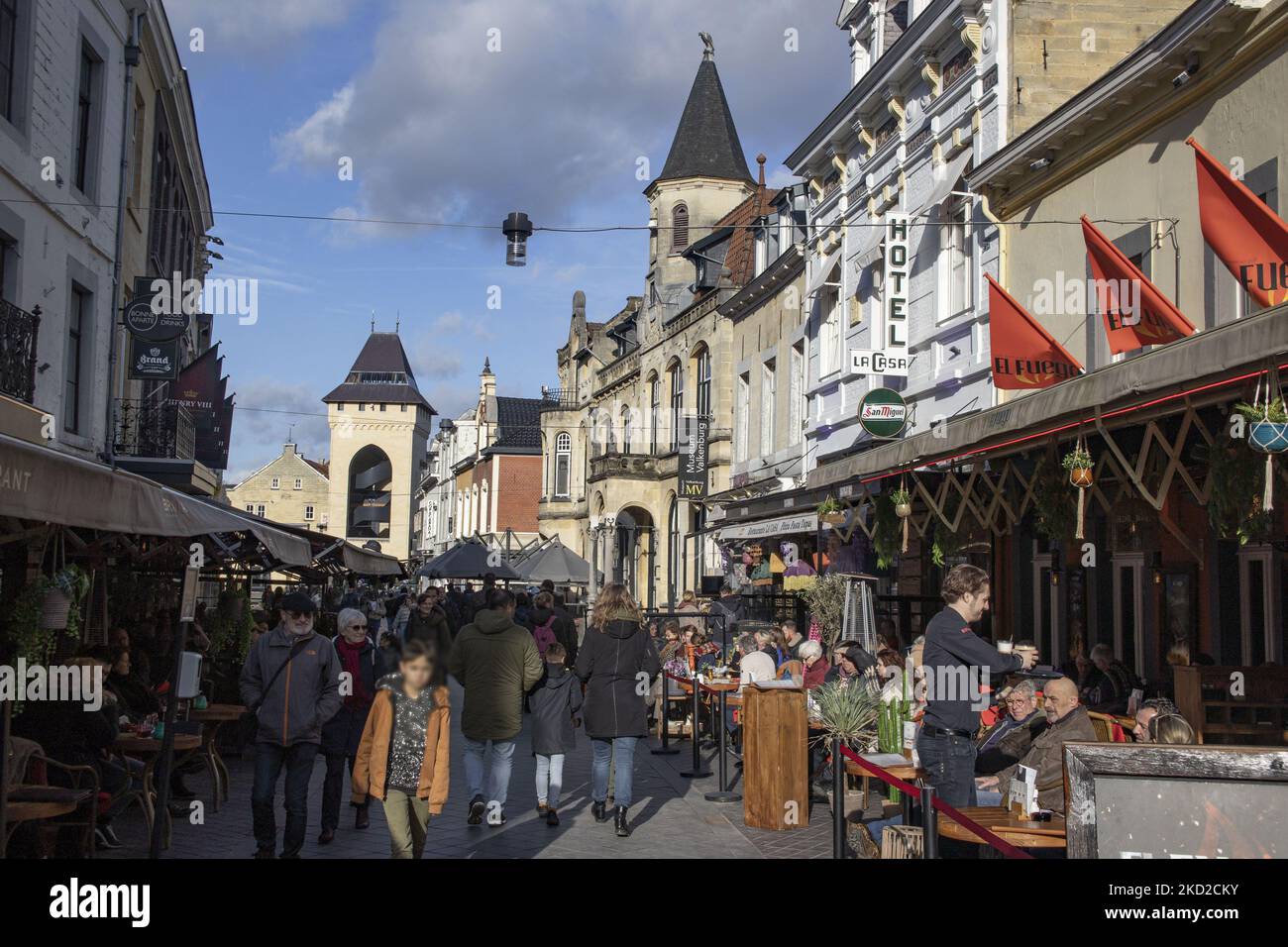 Daily life in Valkenburg aan de Geul or Valkenberg with people enjoying