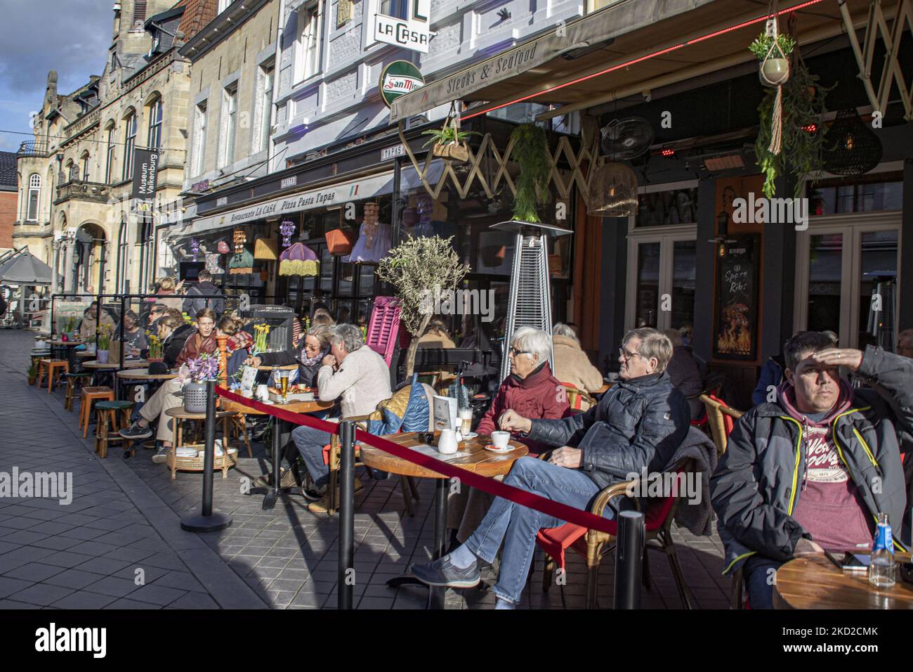 Daily life in Valkenburg aan de Geul or Valkenberg with people enjoying