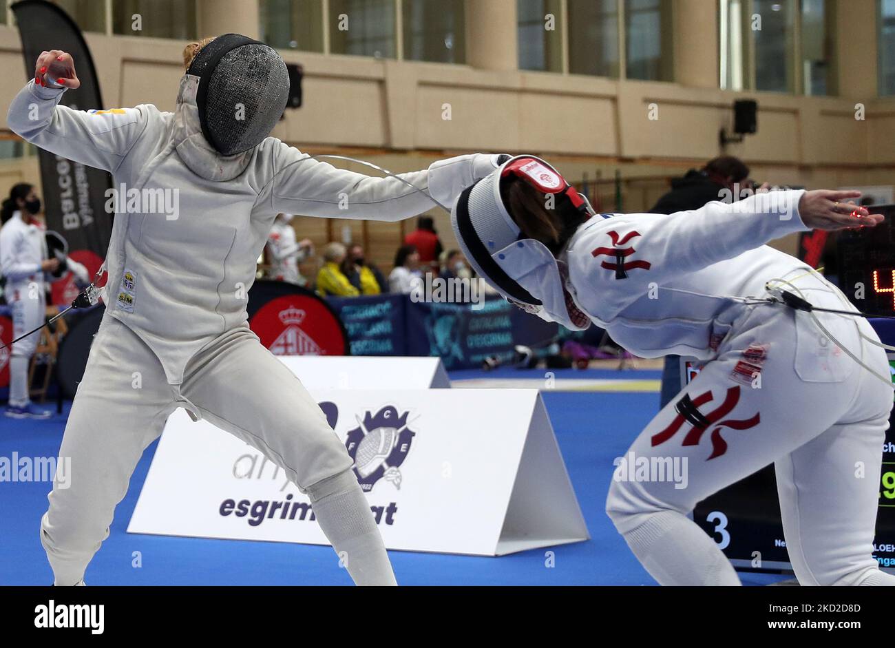 Anna Derkach, from Ukraine, and Ka Mong Chu, from Hong Kong, during the