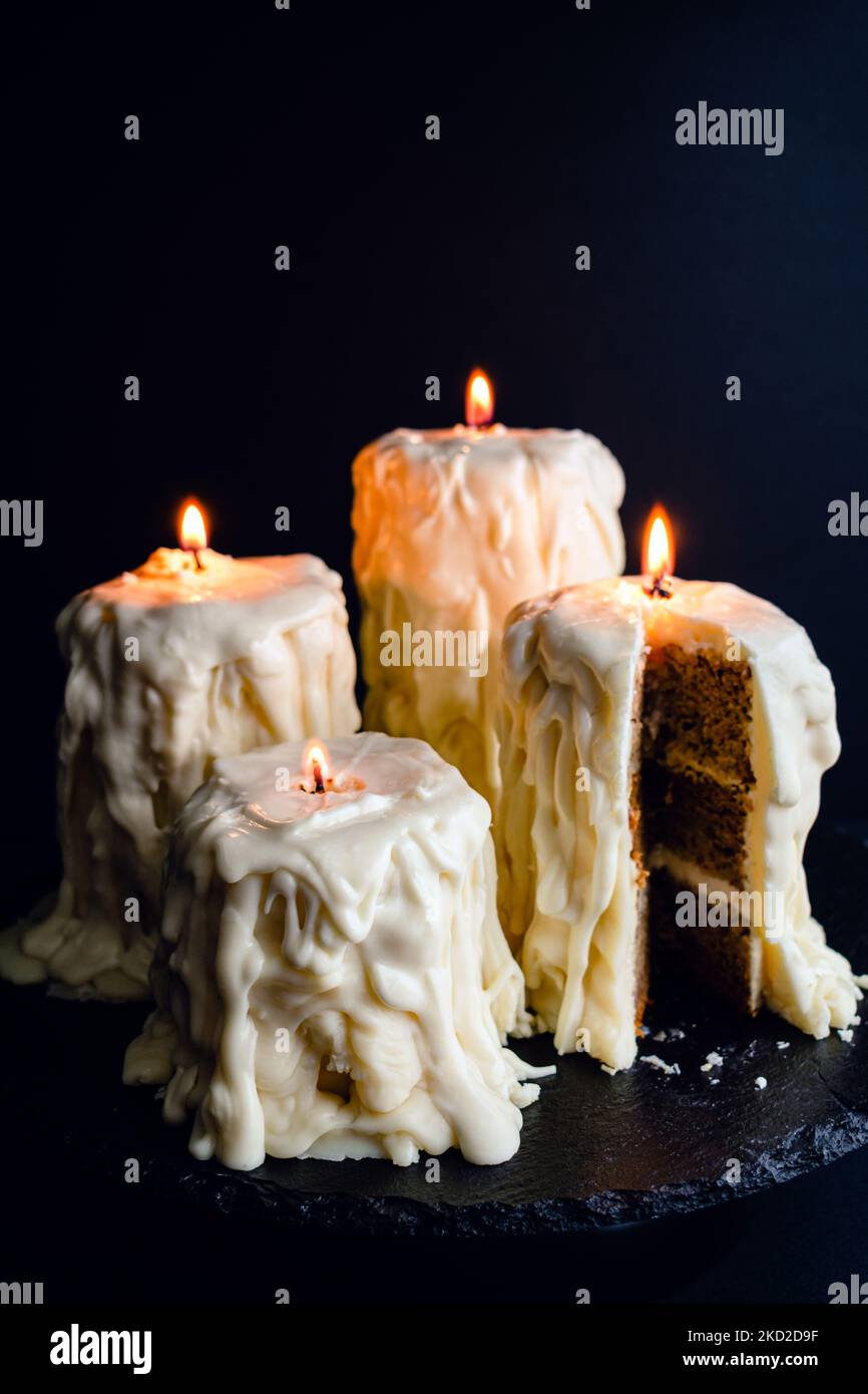 Melted Candle Cakes with Real Flames Cakes made to look like lit