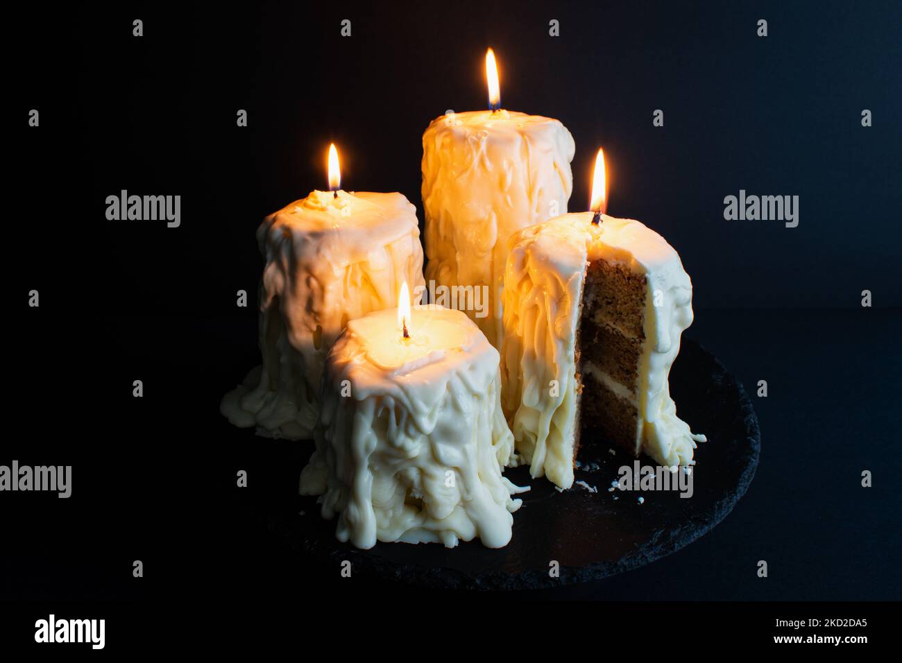 Melted Candle Cakes with Real Flames Cakes made to look like lit