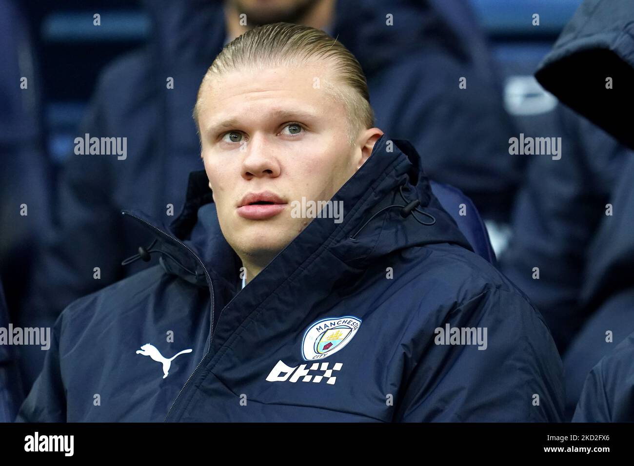 Manchester City's Erling Haaland on the bench during the Premier League