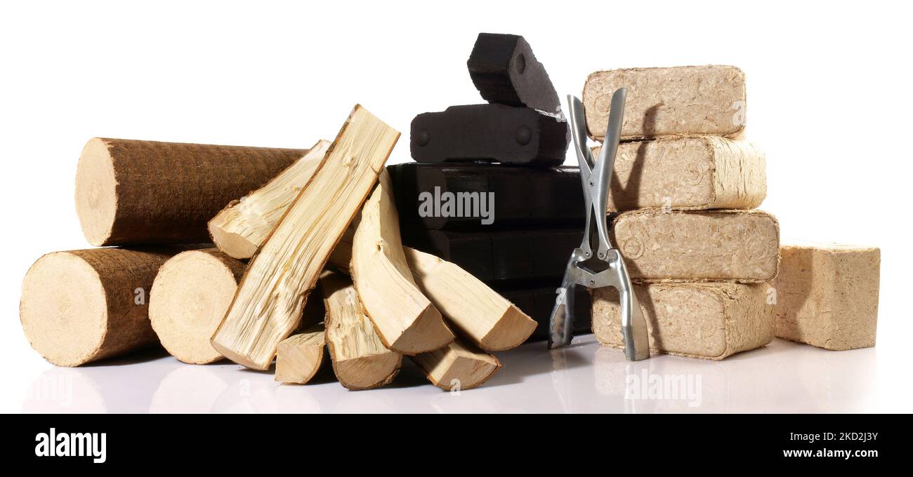 Firewood, Coal and Sawdust Briquettes Compressed Wood Fire Logs