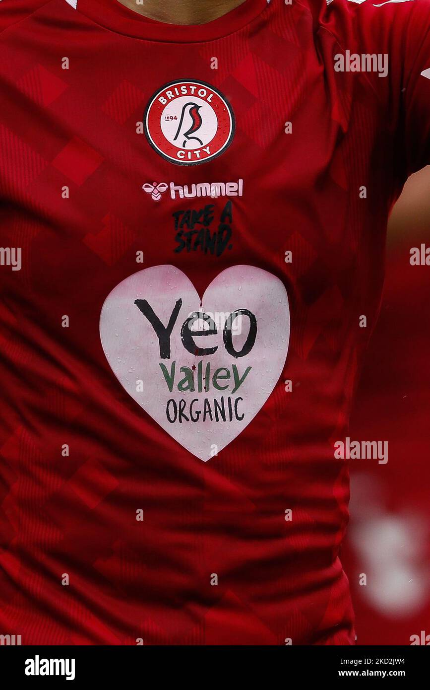 Yeo Valley Organic, Bristol City shirt sponsor seen during the FA Women's  Championship match between Durham Women FC and Bristol City at Maiden  Castle, Durham City on Sunday 13th February 2022. (Photo