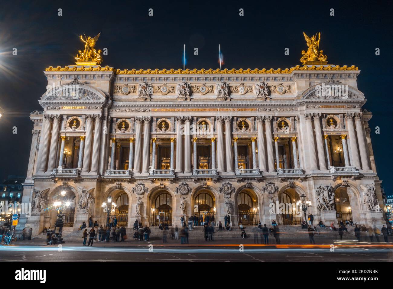 The famous Opera House of Paris at night with unique architectural