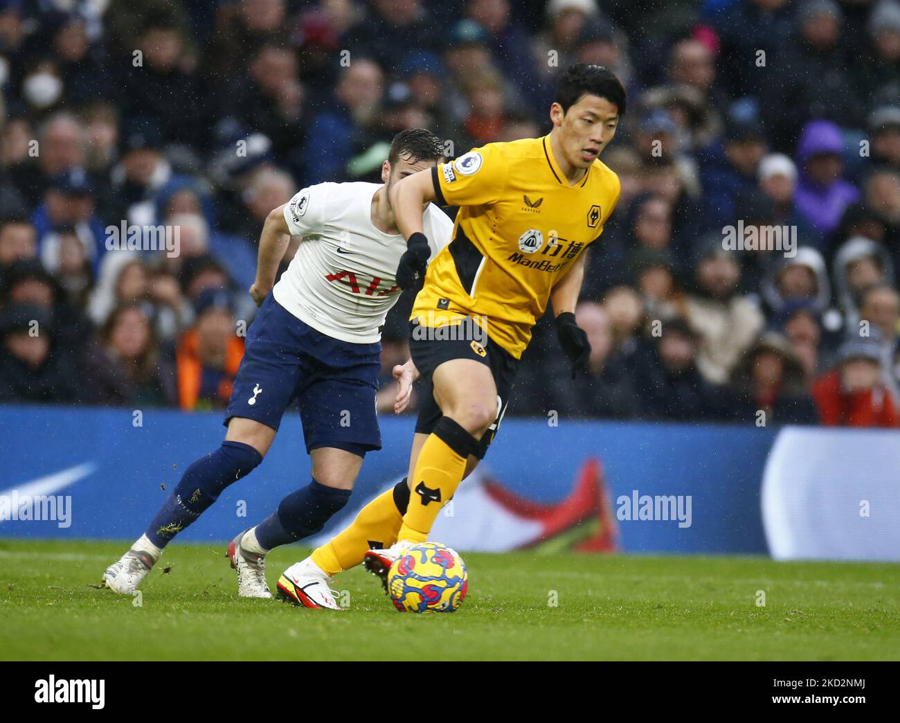 Wolverhampton Wanderers' Hwang Hee-chan (on loan from RB Leipzig) during Premier League between Tottenham Hotspur and Wolverhampton Wanderers at Tottenham Hotspur stadium , London, England on 13th February 2022 (Photo by Action Foto Sport/NurPhoto) Stock Photo