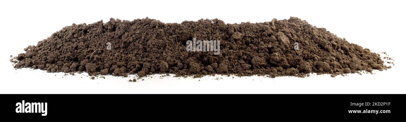 Dry Soil Banner side view isolated on white background Stock Photo