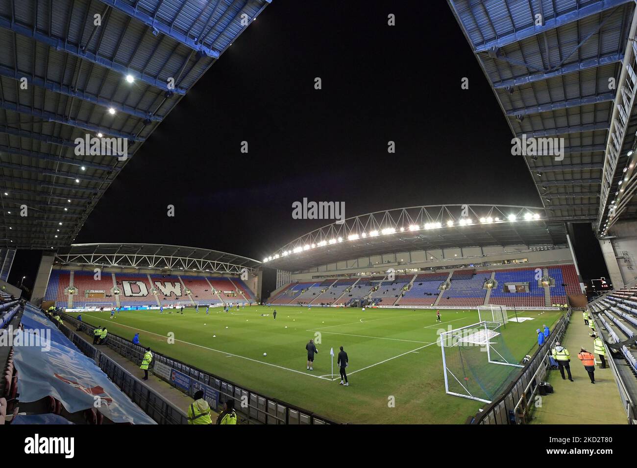 General view of the DW Stadium, Wigan before the Sky Bet League 1 match between Wigan Athletic and Crewe Alexandra at the DW Stadium, Wigan on Tuesday 15th February 2022. (Photo by Eddie Garvey/MI News/NurPhoto) Stock Photo