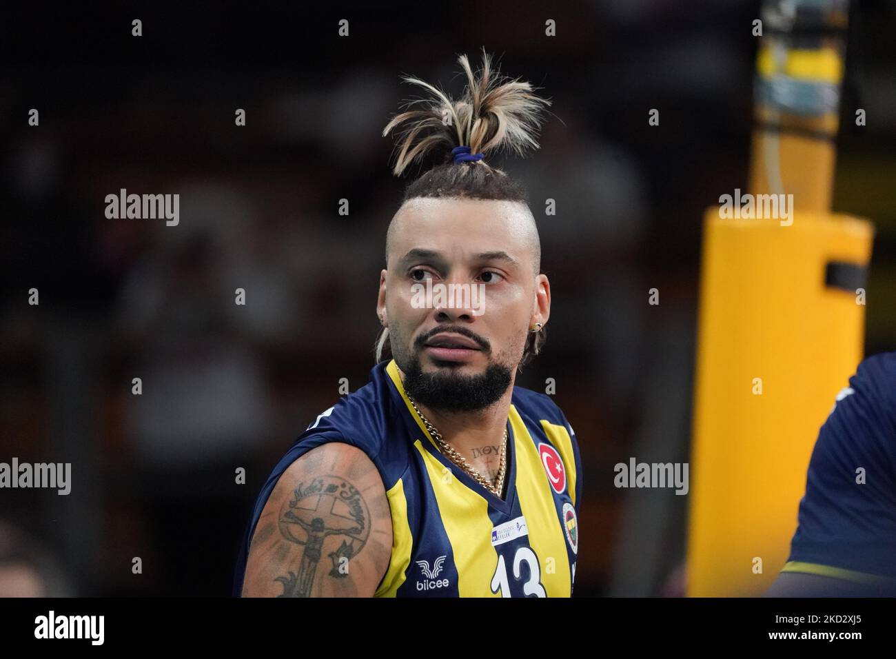 hidalgo oliva salvador (n.13 fenerbahce istanbul) during the CEV Champions League volleyball match Sir Sicoma Monini Perugia vs Fenerbahce HDI Istanbul on February 16, 2022 at the Pala Barton in Perugia, Italy (Photo by Loris Cerquiglini/LiveMedia/NurPhoto) Stock Photo