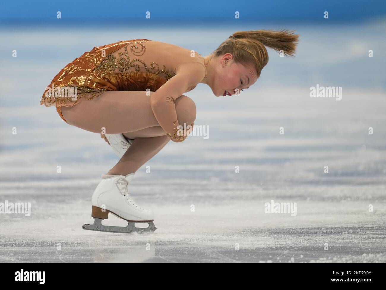 Eva-Lotta Kiibus from Estonia at Figure Skating, Beijing 2022 Winter Olympic Games, Capital Indoor Stadium on February 17, 2022 in Beijing, China. (Photo by Ulrik Pedersen/NurPhoto) Stock Photo