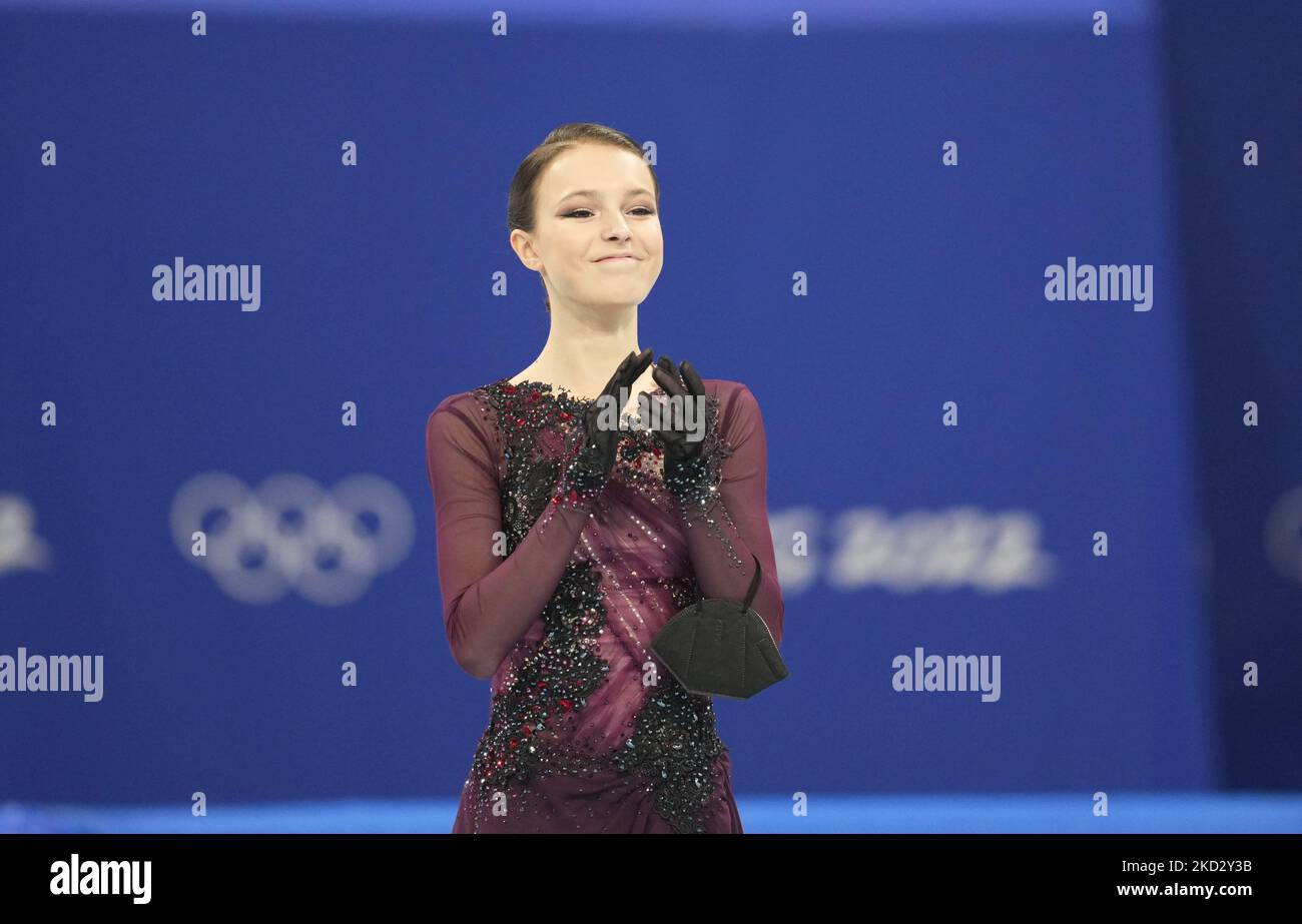 Anna Shcherbakova from Russia winning gold at Figure Skating, Beijing