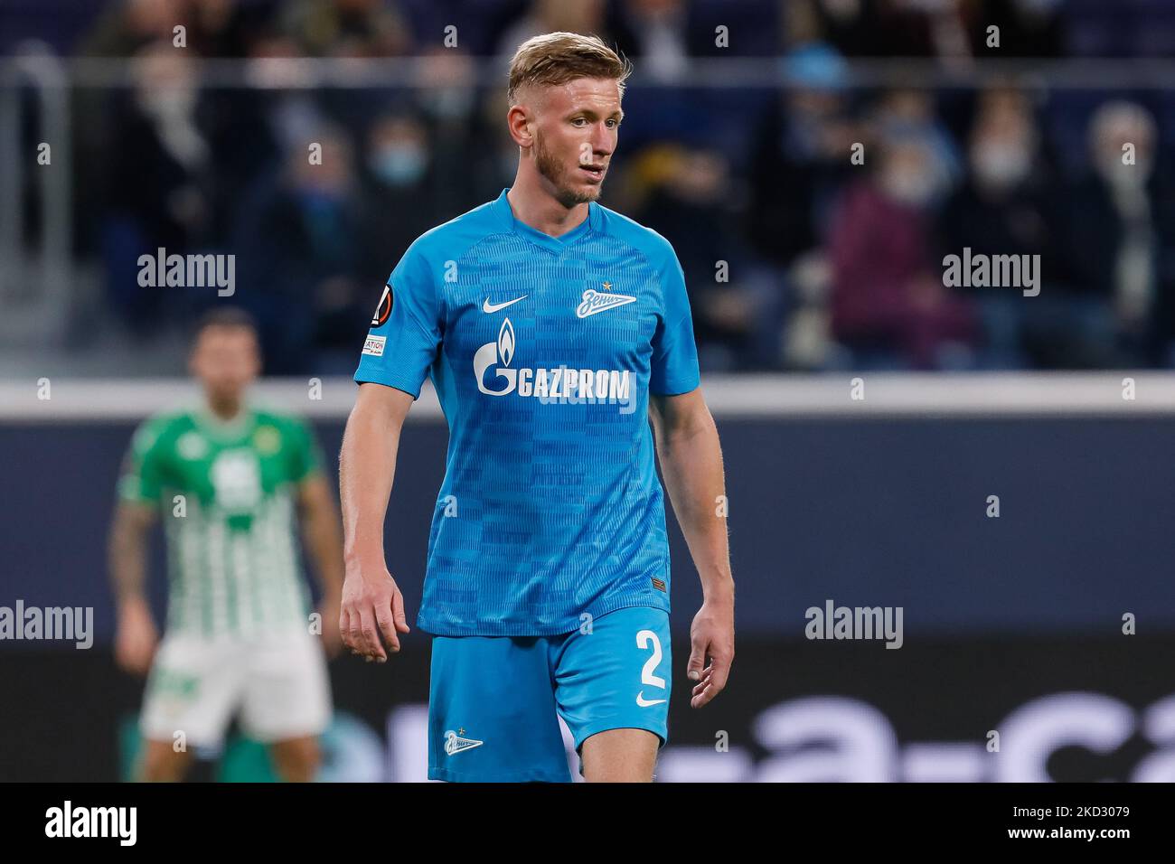 Dmitri Chistyakov of Zenit St. Petersburg looks on during the UEFA Champions League Group H match between Zenit St. Petersburg and Malmo FF on September 29, 2021 at Gazprom Arena in Saint Petersburg, Russia. (Photo by Mike Kireev/NurPhoto) Stock Photo