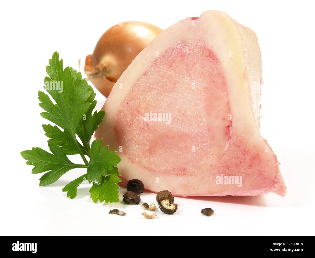 Beef Bone Marrow with Spice isolated on white Background Stock Photo